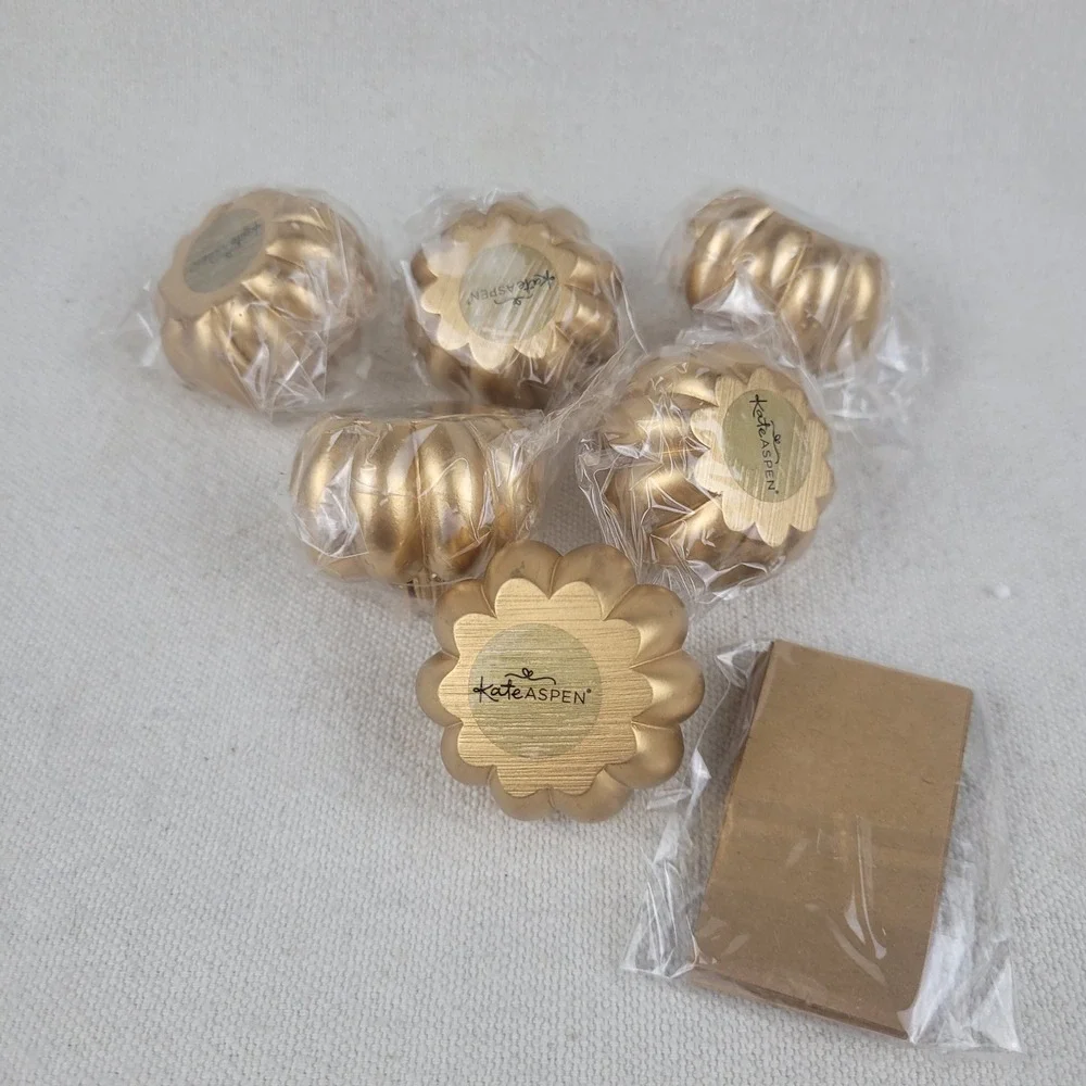 Kate Aspen Gold Pumpkin Place Card‎ Holders Fall Thanksgiving Set of 6 NEW